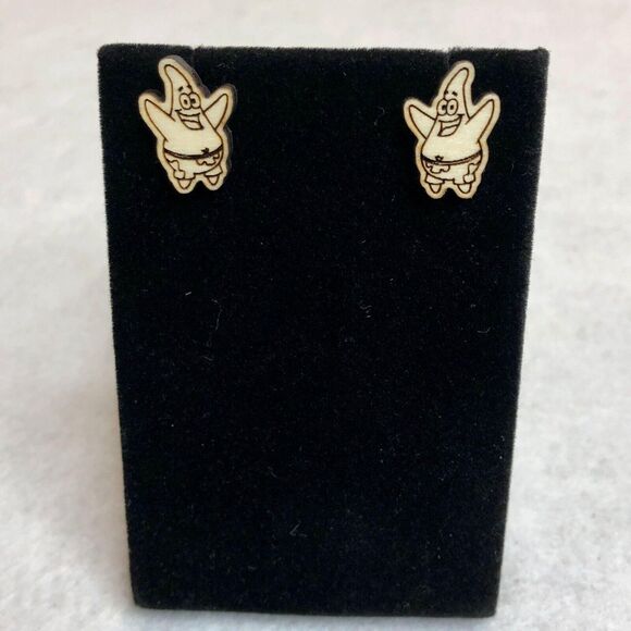 Patrick Star Spongebob Wood Stud Earrings - Picture 1 of 3